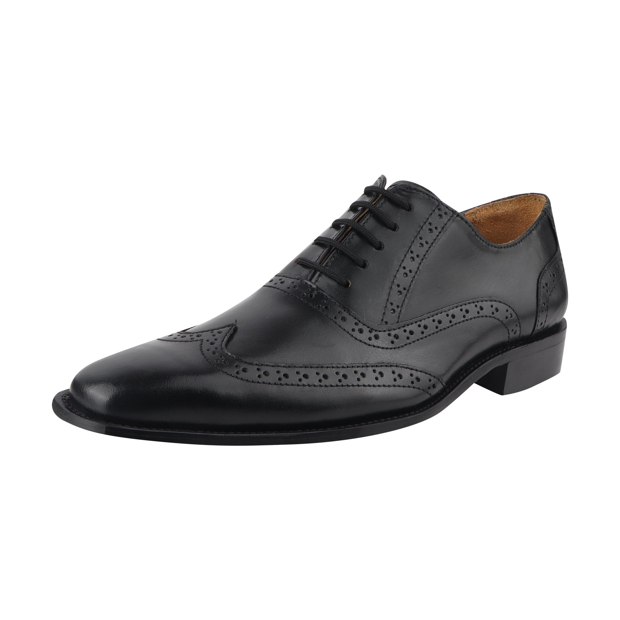 Aaron Leather Oxford Style Men's Dress Shoes With Burnished Perforated ...