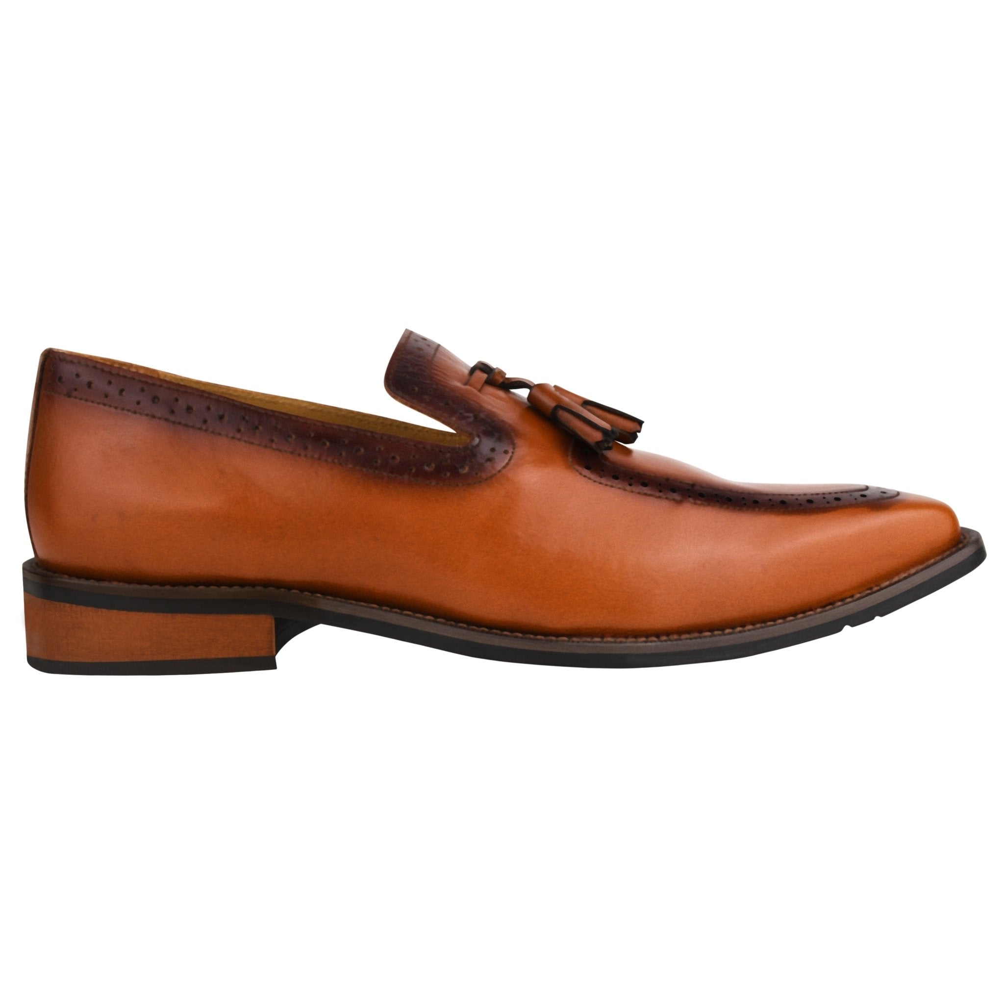 Men's Tassel Loafer Full Grain Leather Tassels Shoes in Black, Brown ...